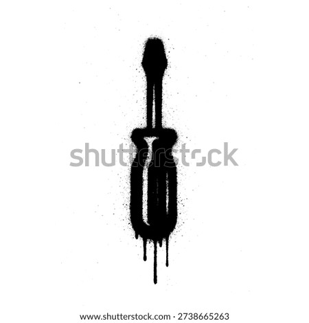 Black Graffiti Spray Paint Screwdriver Tool Silhouette with Ink Drips