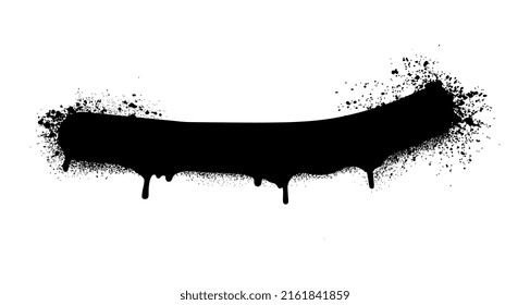 Black graffity spray. Curving strip of ink with smudges. Street art and creativity. Organic patterns and geometric shapes, messages on walls, vandalism concept. Cartoon flat vector illustration