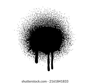Black graffity spray. Smudged paint on wall, street art and creativity. Sloppy drawing, posters or banners for website. Dark drop of liquid, graphic element. Cartoon flat vector illustration