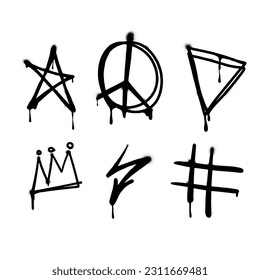 black graffity urban elements in vector isolated on white background eps 10 illustration