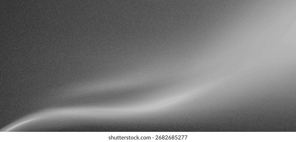 Fondo negro granulado con ondas de gradiente monocromo. Fondo líquido de metal cromado con textura de ruido áspero, tela de punto grunge. Cartel de Glitter ombre. Fondo de Vector abstracto granulado de moda