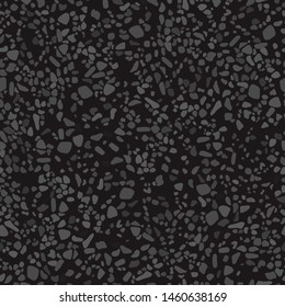 The black grainy texture of the asphalt. Vector illustration. Seamless pattern background.