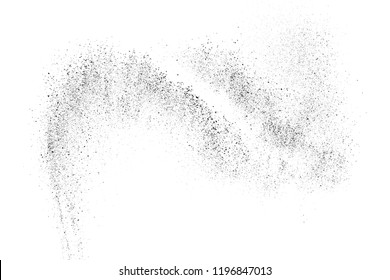 Black grainy texture isolated on white background. Dust overlay. Dark noise granules. Vector design elements, illustration, eps 10.