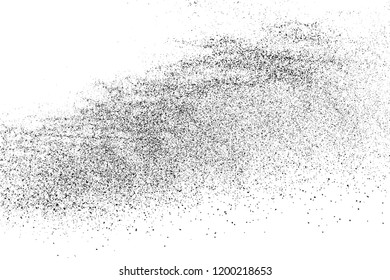 Black grainy texture isolated on white background. Dust overlay. Dark noise granules. Vector design elements, illustration, eps 10.
