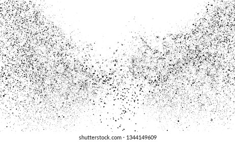 Black Grainy Texture Isolated On White Background. Dust Overlay. Dark Noise Granules. Digitally Generated Image. Vector Design Elements, Illustration, Eps 10.