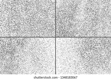 Black Grainy Texture Isolated On White Background. Dust Overlay. Dark Noise Granules. Digitally Generated Image. Set Vector Design Elements, Illustration, Eps 10.