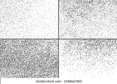 Black Grainy Texture Isolated On White Background. Dust Overlay. Dark Noise Granules. Digitally Generated Image. Set Vector Design Elements, Illustration, Eps 10.