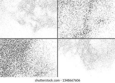 Black Grainy Texture Isolated On White Background. Dust Overlay. Dark Noise Granules. Digitally Generated Image. Set Vector Design Elements, Illustration, Eps 10.
