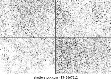 Black Grainy Texture Isolated On White Background. Dust Overlay. Dark Noise Granules. Digitally Generated Image. Set Vector Design Elements, Illustration, Eps 10.