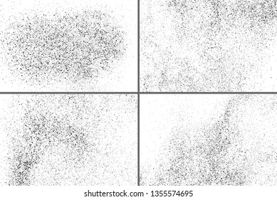 Black Grainy Texture Isolated On White Background. Dust Overlay. Dark Noise Granules. Digitally Generated Image. Set Vector Design Elements, Illustration, Eps 10.