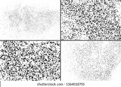 Black Grainy Texture Isolated On White Background. Dust Overlay. Dark Noise Granules. Digitally Generated Image. Set Vector Design Elements, Illustration, Eps 10.
