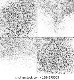 Black Grainy Texture Isolated On White Background. Dust Overlay. Dark Noise Granules. Digitally Generated Image. Set Vector Design Elements, Illustration, Eps 10.