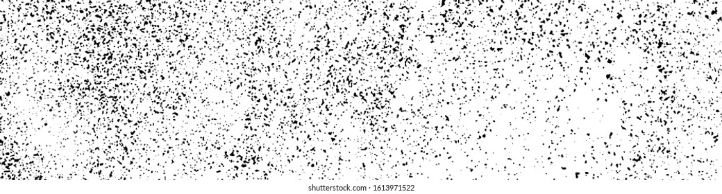 Black Grainy Texture Isolated On White Background. Dust Overlay. Dark Noise Granules. Wide Horizontal Long Banner For Site. Vector Design Elements, Illustration, EPS 10.