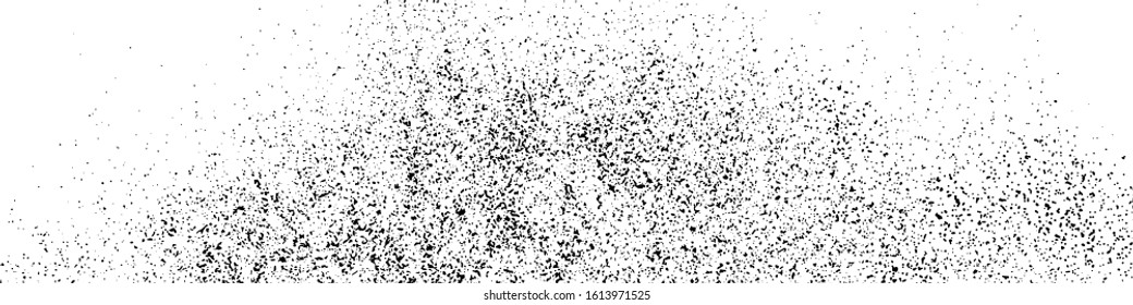 Black Grainy Texture Isolated On White Background. Dust Overlay. Dark Noise Granules. Wide Horizontal Long Banner For Site. Vector Design Elements, Illustration, EPS 10.