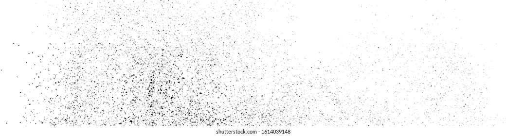 Black Grainy Texture Isolated On White Background. Dust Overlay. Dark Noise Granules. Wide Horizontal Long Banner For Site. Vector Design Elements, Illustration, EPS 10.