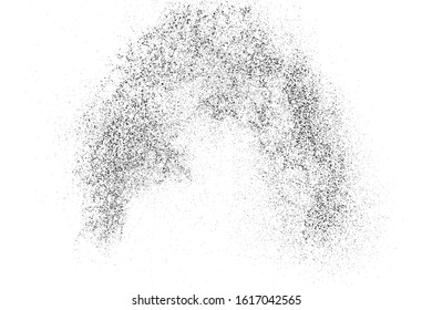 Black Grainy Texture Isolated On White Background. Dust Overlay. Dark Noise Granules. Digitally Generated Image. Vector Design Elements, Illustration, Eps 10.