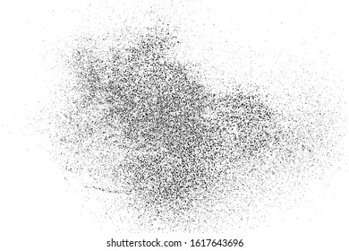 Black Grainy Texture Isolated On White Background. Dust Overlay. Dark Noise Granules. Digitally Generated Image. Vector Design Elements, Illustration, Eps 10.