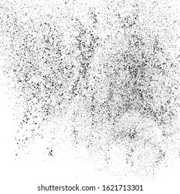 Black Grainy Texture Isolated On White Square Background. Dust Overlay. Dark Noise Granules. Digitally Generated Image. Vector Design Elements, Illustration, Eps 10.