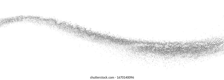 Black grainy texture isolated on white background. Dust overlay. Dark noise granules. Digitally generated image. Vector design elements. Illustration, Eps 10.