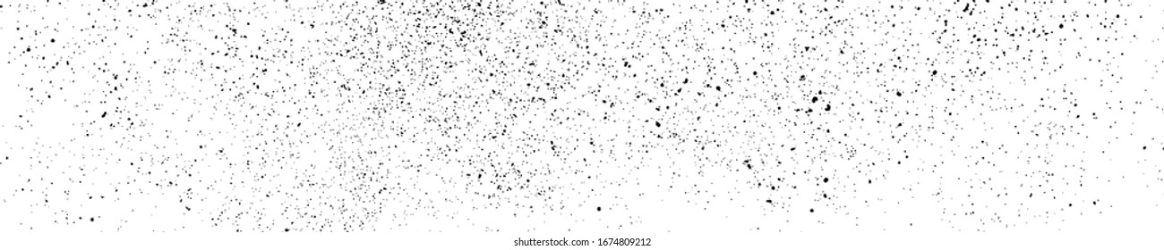 Black grainy texture isolated on white background. Dust overlay. Dark noise granules. Wide horizontal long banner for site. Vector design elements, illustration, EPS 10.