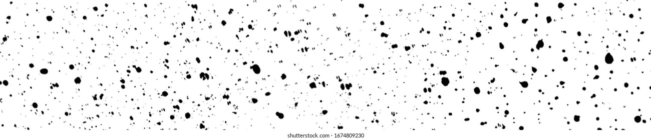 Black grainy texture isolated on white background. Dust overlay. Dark noise granules. Wide horizontal long banner for site. Vector design elements, illustration, EPS 10.