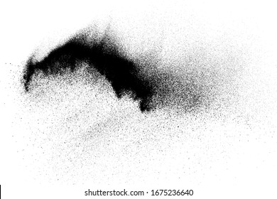 Black grainy texture isolated on white background. Dust overlay. Dark noise granules. Digitally generated image. Vector design elements. Illustration, Eps 10.