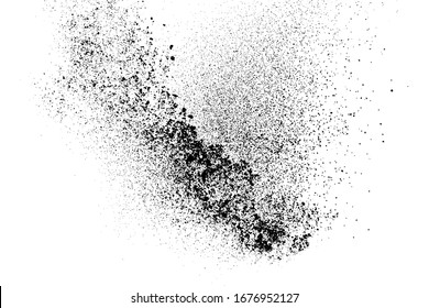 Black grainy texture isolated on white background. Dust overlay. Dark noise granules. Digitally generated image. Vector design elements. Illustration, Eps 10.