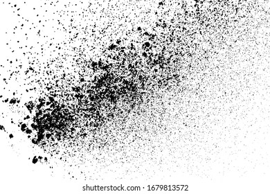Texture grise noire isolée sur fond blanc. Superposition de poussière. Des granules de bruit foncé. Image générée numériquement. Éléments de création vectorielle. Illustration, Eps10.