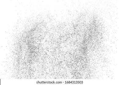 Black grainy texture isolated on white background. Dust overlay. Dark noise granules. Digitally generated image. Vector design elements. Illustration, Eps 10.