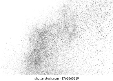 Black grainy texture isolated on white background. Dust overlay. Dark noise granules. Digitally generated image. Vector design elements. Illustration, Eps 10.