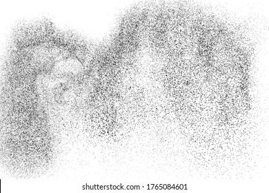 Black Grainy Texture Isolated On White Background. Dust Overlay. Dark Noise Granules. Digitally Generated Image. Vector Design Elements, Illustration, Eps 10.