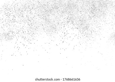 Black grainy texture isolated on white background. Dust overlay. Dark noise granules. Digitally generated image. Vector design elements. Illustration, Eps 10.