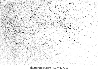 La textura granulada negra aislada sobre fondo blanco. Superposición de polvo. Granulado de ruido oscuro. Imagen generada digitalmente. Elementos de diseño de vectores. Ilustración, Eps 10.