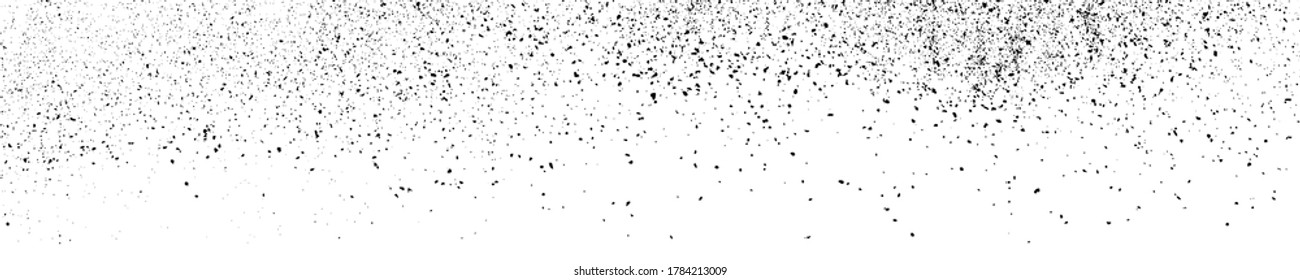 Black Grainy Texture Isolated On White Background. Dust Overlay. Dark Noise Granules. Wide Horizontal Long Banner For Site. Vector Design Elements, Illustration, EPS 10.