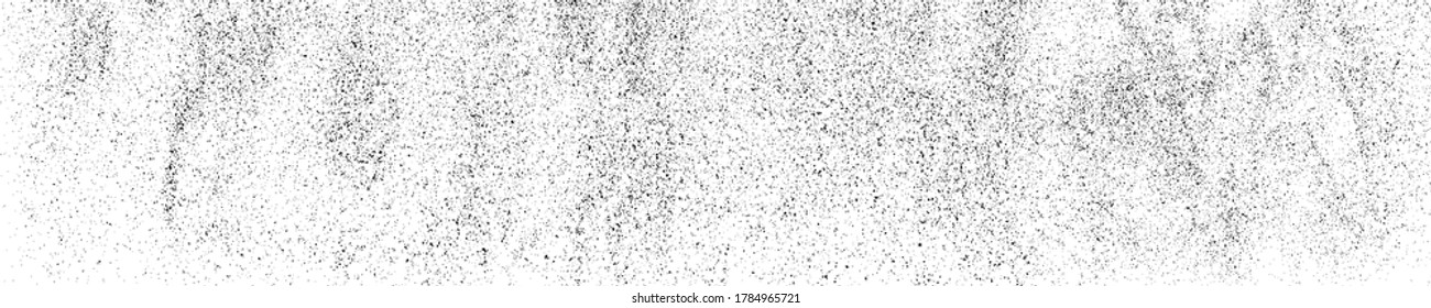 Black Grainy Texture Isolated On White Background. Dust Overlay. Dark Noise Granules. Wide Horizontal Long Banner For Site. Vector Design Elements, Illustration, EPS 10.