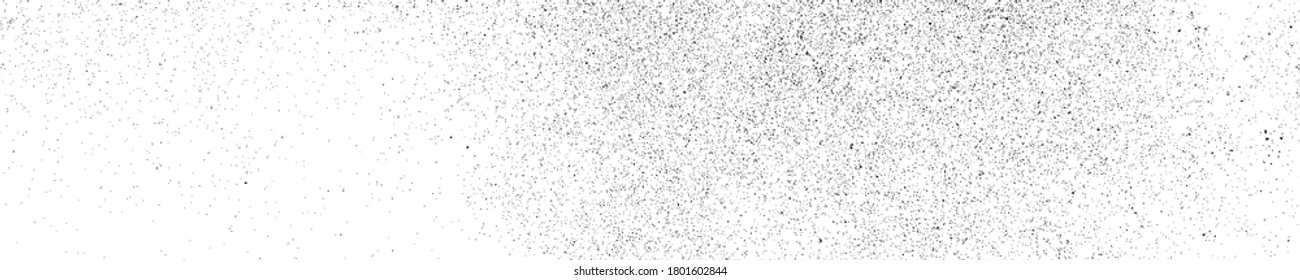 Black Grainy Texture Isolated On White Background. Dust Overlay. Dark Noise Granules. Wide Horizontal Long Banner For Site. Vector Design Elements, Illustration, EPS 10.