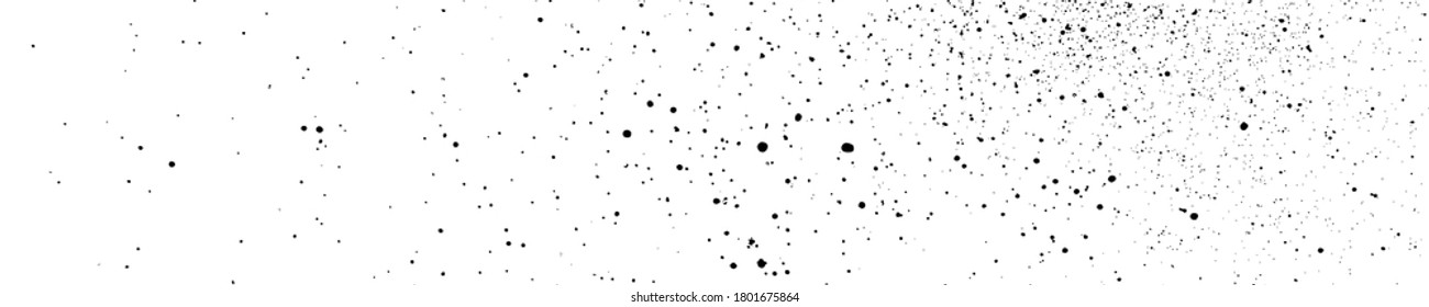 Black Grainy Texture Isolated On White Background. Dust Overlay. Dark Noise Granules. Wide Horizontal Long Banner For Site. Vector Design Elements, Illustration, EPS 10.