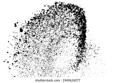 Black grainy texture isolated on white background. Dust overlay. Dark noise granules. Digitally generated image. Vector design elements. Illustration, Eps 10.