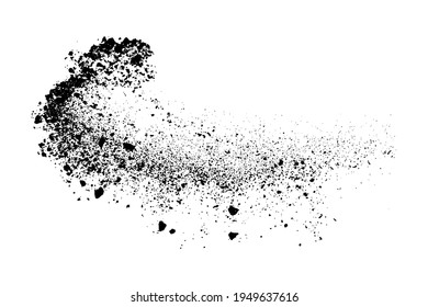 La textura granulada negra aislada sobre fondo blanco. Superposición de polvo. Granulado de ruido oscuro. Imagen generada digitalmente. Elementos de diseño de vectores. Ilustración, Eps 10.