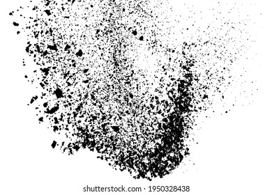 Black grainy texture isolated on white background. Dust overlay. Dark noise granules. Digitally generated image. Vector design elements. Illustration, Eps 10.