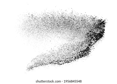 Black grainy texture isolated on white background. Dust overlay. Dark noise granules. Digitally generated image. Vector design elements. Illustration, Eps 10.