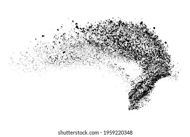 Black grainy texture isolated on white background. Dust overlay. Dark noise granules. Digitally generated image. Vector design elements. Illustration, Eps 10.
