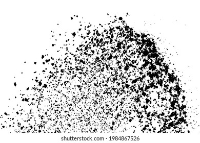 Black grainy texture isolated on white background. Dust overlay. Dark noise granules. Digitally generated image. Vector design elements. Illustration, Eps 10.