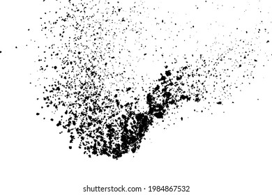 Black grainy texture isolated on white background. Dust overlay. Dark noise granules. Digitally generated image. Vector design elements. Illustration, Eps 10.