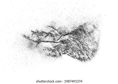 La textura granulada negra aislada sobre fondo blanco. Superposición de polvo. Granulado de ruido oscuro. Imagen generada digitalmente. Elementos de diseño de vectores. Ilustración, Eps 10.