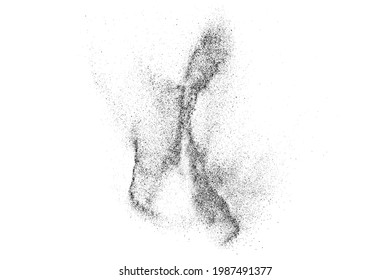 Black grainy texture isolated on white background. Dust overlay. Dark noise granules. Digitally generated image. Vector design elements. Illustration, Eps 10.