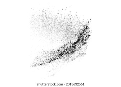 Black grainy texture isolated on white background. Dust overlay. Dark noise granules. Digitally generated image. Vector design elements. Illustration, Eps 10.