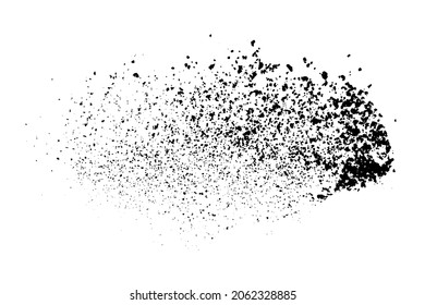 Black grainy texture isolated on white background. Dust overlay. Dark noise granules. Digitally generated image. Vector design elements. Illustration, Eps 10.