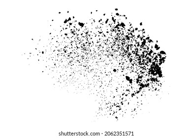Black grainy texture isolated on white background. Dust overlay. Dark noise granules. Digitally generated image. Vector design elements. Illustration, Eps 10.