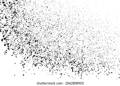 Black grainy texture isolated on white background. Dust overlay. Dark noise granules. Digitally generated image. Vector design elements. Illustration, Eps 10.